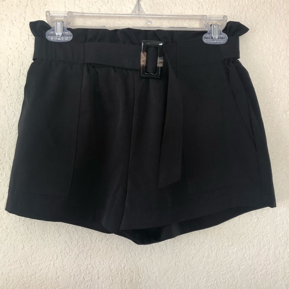 High-rise paperbag self-tie belted short
